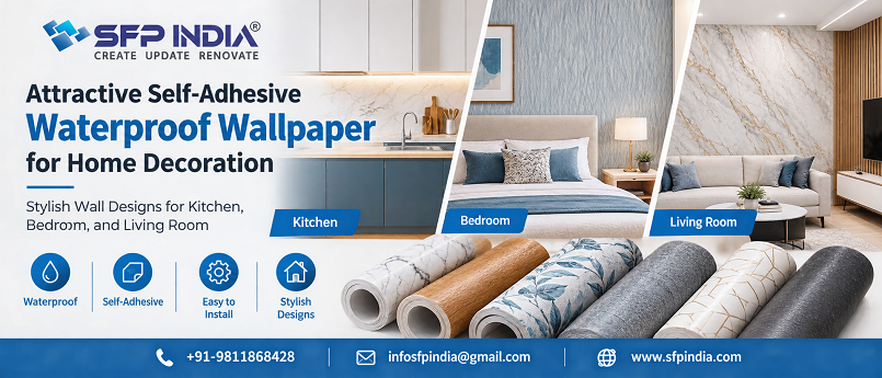Attractive Self-Adhesive Waterproof Wallpaper  for Home Decoration: Stylish Wall Designs for Kitchen, Bedroom, and Living Room